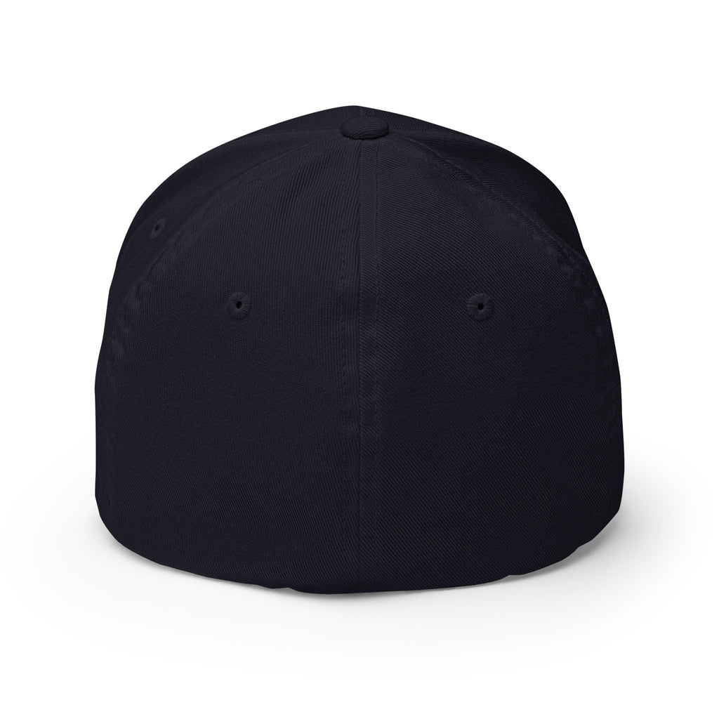 Back view of the dark navy Super Intelligence cap, showing its closed-back design and six-panel crown.