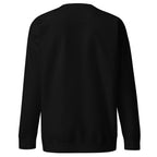 Back view of the black Super Intelligence sweatshirt showing its plain back, crew neck, long sleeves and ribbed cuffs and hem.