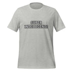 Front view of the athletic heather Super Intelligence T-shirt with a two-line chest graphic, short sleeves and a crew neckline.